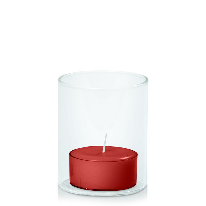 Red Tealight in 5.8cm x 7cm Glass Pack of 24