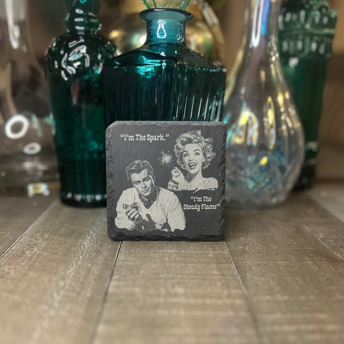 RETRO RELATIONSHIP COASTER-"I'M THE SPARK"/"I'M THE STEADY FLAME"