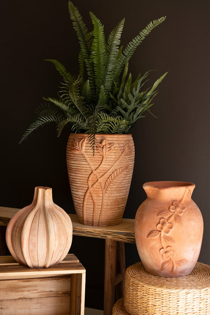 Ribbed Terracotta Vase