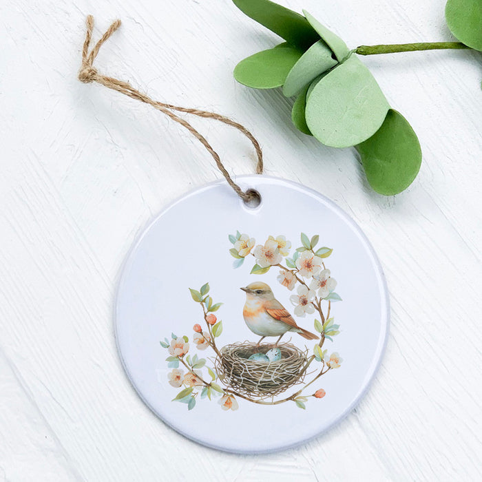 Robin in a Cherry Blossom - Spring Ornament