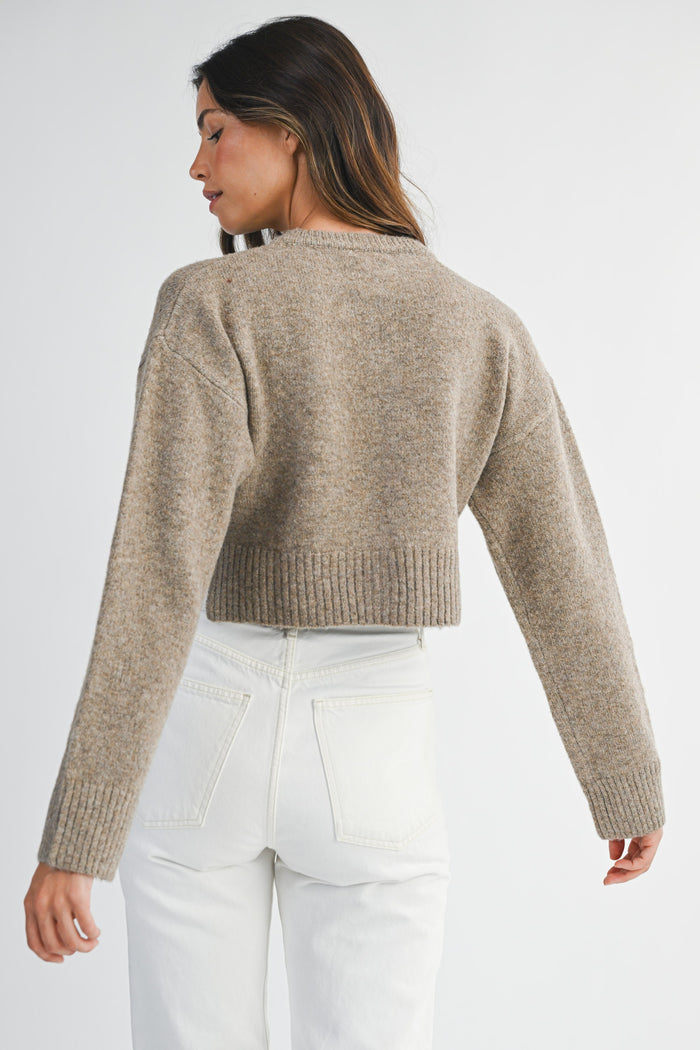 Round Neck Long Sleeve Cardigan