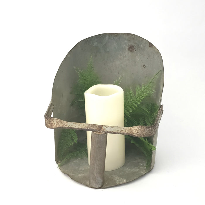 Rustic Metal Farm Grain Feed Scoop Wooden Grip Handle
