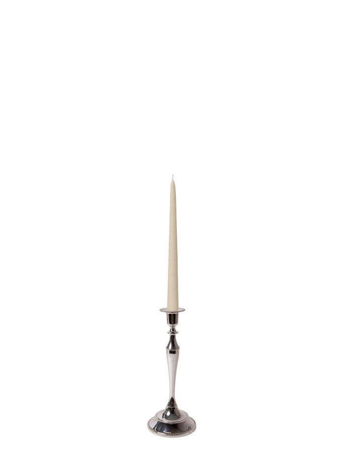 Sandstone 25cm Taper Candles with Medium Antique Silver Juliette Candle Holders - Set of 12 Pack of 12