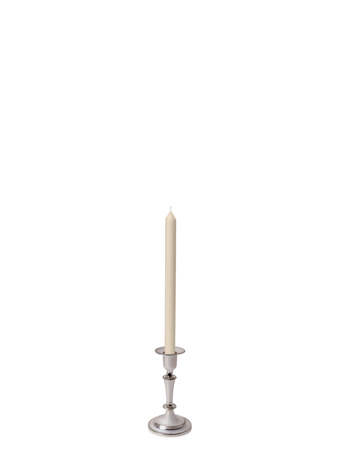 Sandstone 30cm Dinner Candles with Medium Antique Silver Eloise Candle Holders - Set of 12 Pack of 12