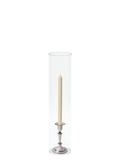 Sandstone 30cm Dinner Candles with Medium Antique Silver Eloise Candle Holders and Sleeves - Set of 12 Pack of 12