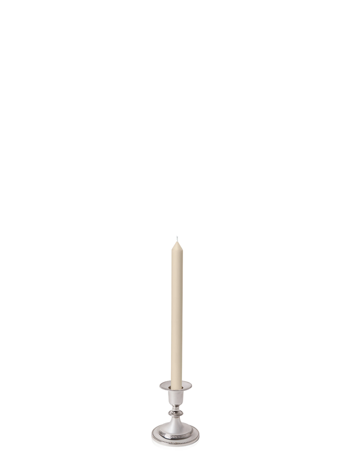 Sandstone 30cm Dinner Candles with Small Antique Silver Eloise Candle Holders - Set of 12 Pack of 12