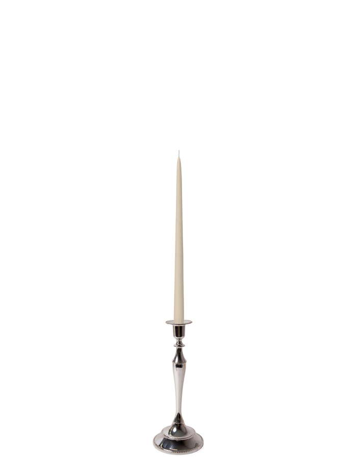 Sandstone 35cm Taper Candles with Medium Antique Silver Juliette Candle Holders - Set of 12 Pack of 12