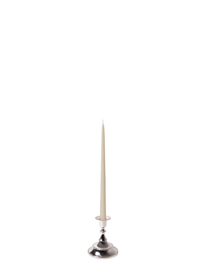 Sandstone 35cm Taper Candles with Small Antique Silver Juliette Candle Holders - Set of 12 Pack of 12