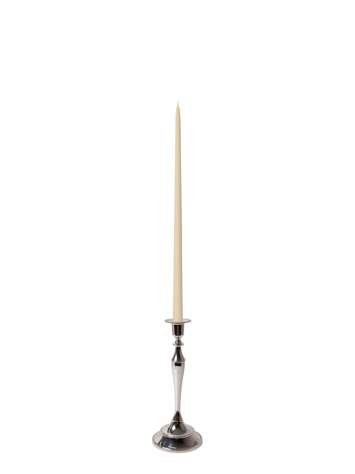Sandstone 45cm Taper Candles with Medium Antique Silver Juliette Candle Holders - Set of 6 Pack of 6