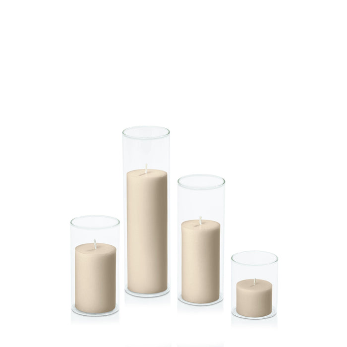 Sandstone 5cm Pillar in 5.8cm Glass, Sm - Set of 6