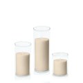 Sandstone 7cm Pillar in 8cm Glass, Sm - Set of 6