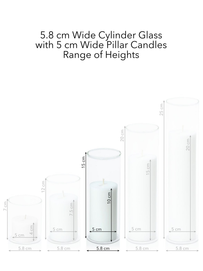 Scarlet 5cm x 10cm Pillar in 5.8cm x 15cm Glass Pack of 1