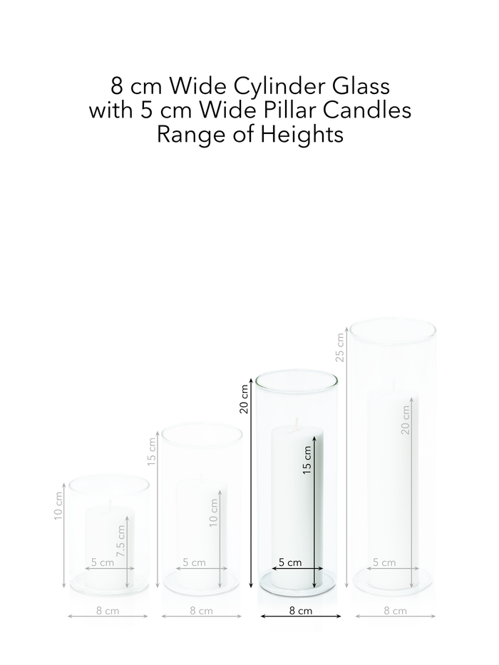 Scarlet 5cm x 15cm Pillar in 8cm x 20cm Glass Pack of 1