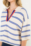 Short Sleeve Striped Knit Top