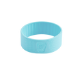 Light blue KeepCup Silicone Band in Cloud colour, shown at a three-quarter angle against a white background, featuring the embossed KeepCup logo and textured grip pattern on the exterior.