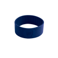 Navy silicone band for KeepCup in S/M/L size, shown at a slight angle on a white background, featuring the embossed KeepCup logo and radiating line texture on the exterior with vertical ridges on the interior.
