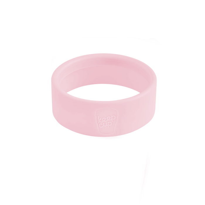 Silicone Band Longplay in Pashmak Pink, a soft pink circular band shown at a slight angle against a white background, featuring an embossed KeepCup logo on the front.