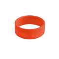 Silicone Band Longplay in Persimmon, an orange-red silicone sleeve shown at a three-quarter angle against a white background, featuring embossed KeepCup branding and size indicators.
