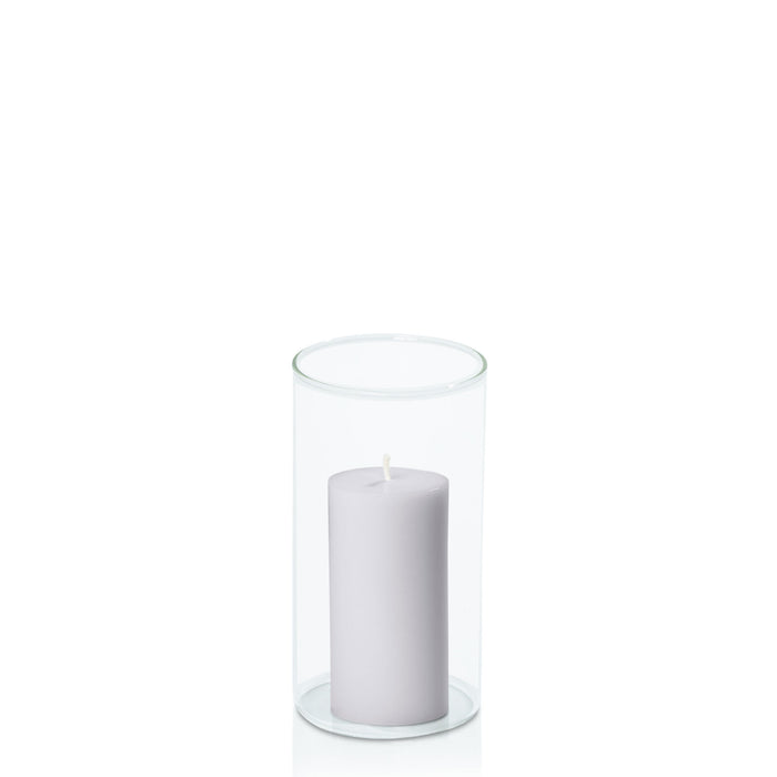 Silver Grey 5cm x 10cm Pillar in 8cm x 15cm Glass Pack of 1