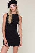 Soft Color Boat Neck Mini Dress