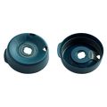 KeepCup Splashproof Lid Base in Mariana shown from two angles: the domed top view displaying the drinking spout and central opening, and the underside revealing the internal seal mechanism and circular base.