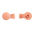 Splashproof Plug in Mandarin Blush shown from two angles against a white background, displaying the smooth top surface with embossed KeepCup logo and the underside featuring the plug mechanism and recycling symbol.