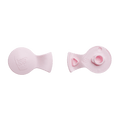 KeepCup Splashproof Plug in Pashmak Pink shown from two angles: the top view displaying the embossed KeepCup logo, and the underside revealing the plug mechanism and LDPE recycling symbol.
