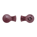 Top and bottom view of the KeepCup Splashproof Plug in Plum, showing the smooth outer surface with embossed KeepCup logo and the underside with valve mechanism and LDPE recycling symbol.