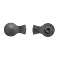 Front and back view of the KeepCup Splashproof Plug in Smoke, showing the embossed KeepCup logo on the top side and the underside with recycling symbol and plug mechanism.