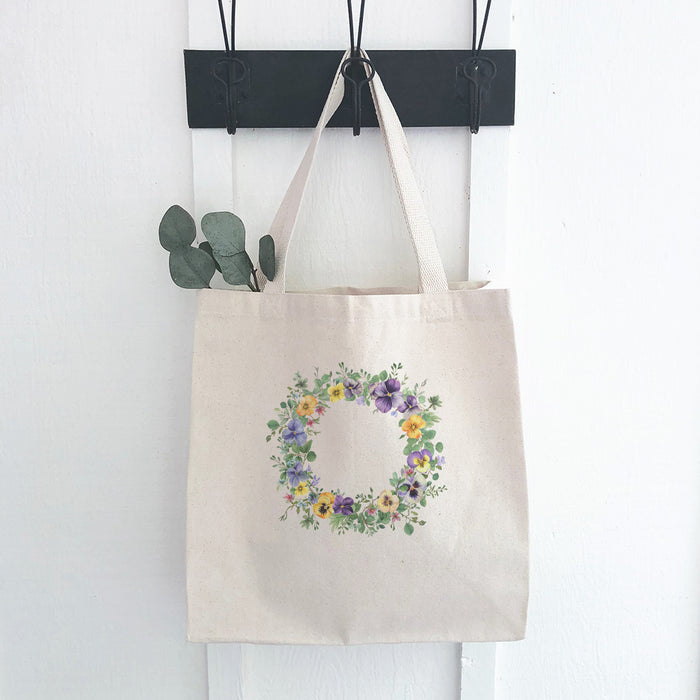 Spring Pansy Wreath - Spring Canvas Tote Bag