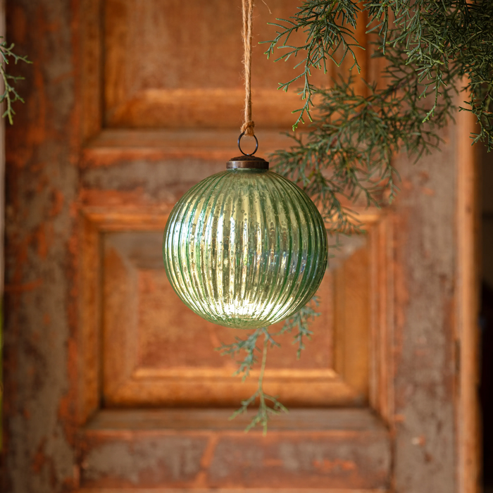 Spruce Mercury Glass 5" Ball Ornaments Set/12