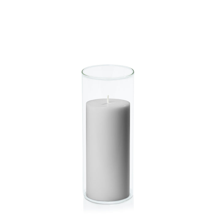 Stone 7cm x 15cm Pillar in 8cm x 20cm Glass Pack of 1