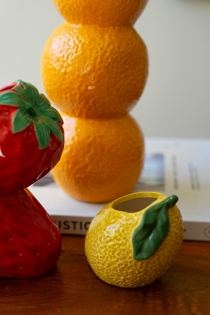 Strawberry, Orange, and Lemon Ceramic Bud Vases Set/3