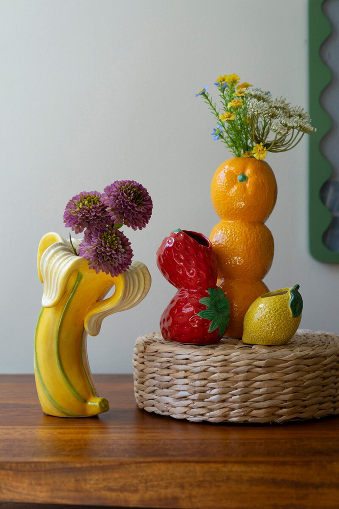 Strawberry, Orange, and Lemon Ceramic Bud Vases Set/3