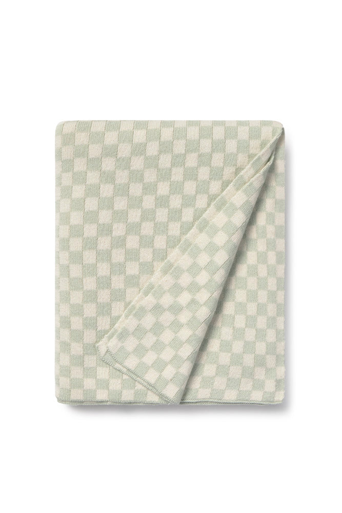 Tiles Blue Sage Knitted Blanket - Rugs by Roo