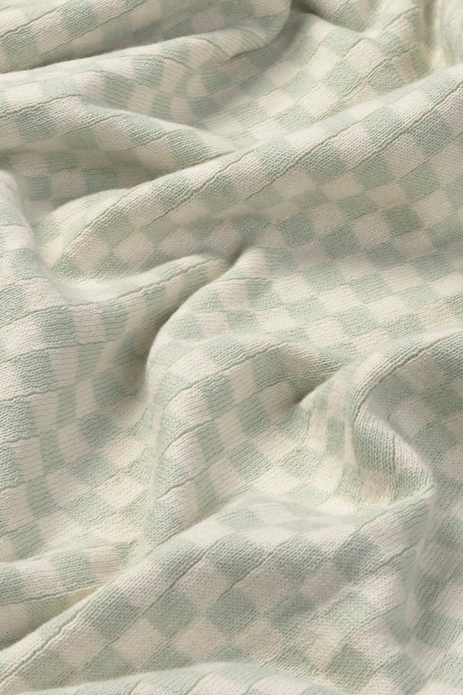 Tiles Blue Sage Knitted Blanket - Rugs by Roo