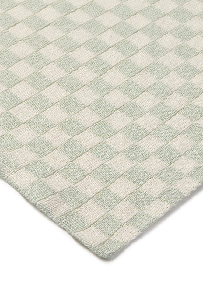 Tiles Blue Sage Knitted Blanket - Rugs by Roo