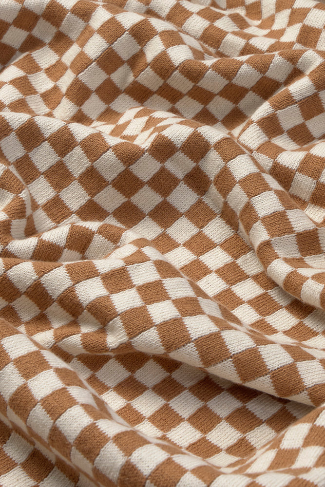 Tiles Toffee Knitted Blanket - Rugs by Roo