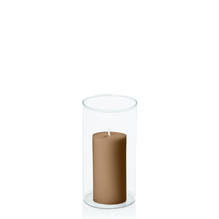 Tiramisu 5cm x 10cm Pillar in 8cm x 15cm Glass Pack of 1