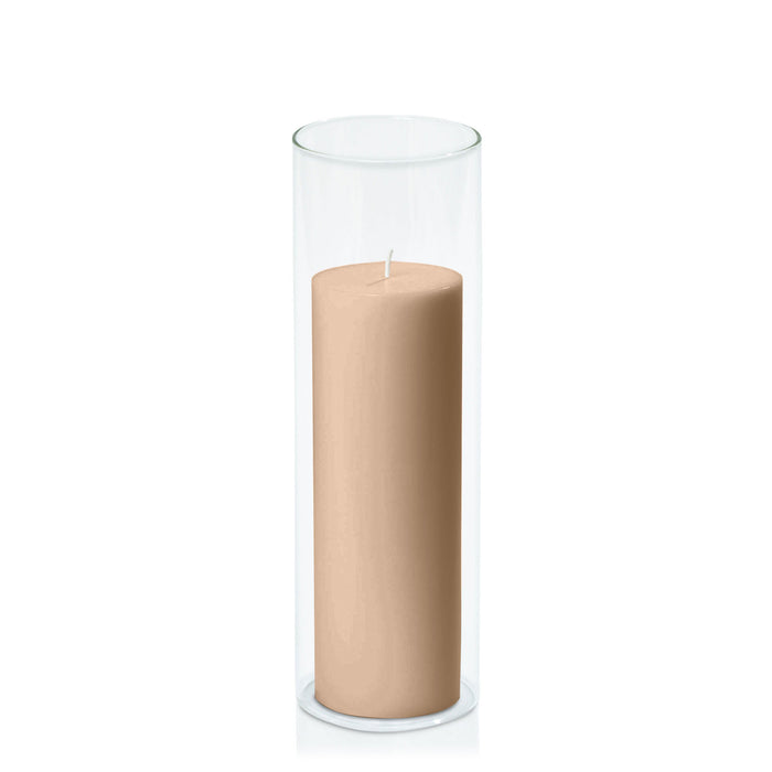 Toffee 7cm x 20cm Pillar in 8cm x 25cm Glass Pack of 1