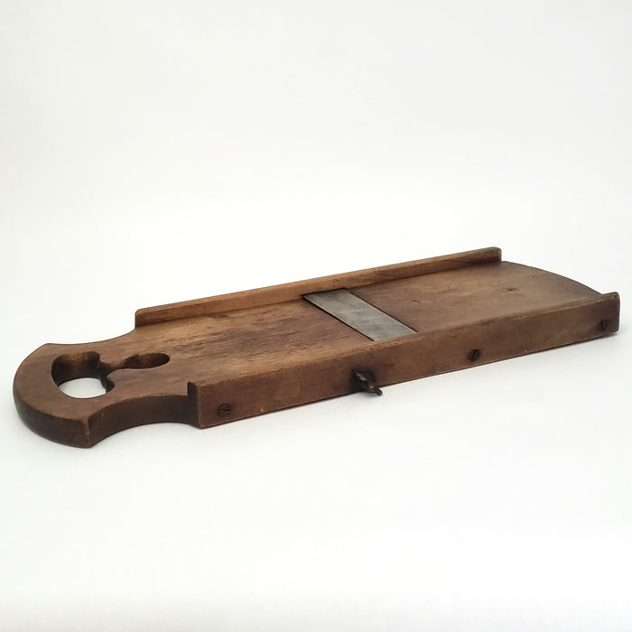 Vintage Wooden Slaw Board Kraut Cutter with Cutout Handle 18 1/2"