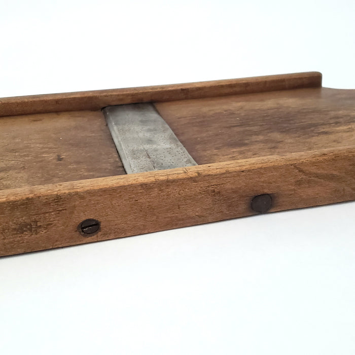 Vintage Wooden Slaw Board Kraut Cutter with Cutout Handle 18 1/2"