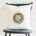 Watercolor Robins' Nest - Spring Square Canvas Pillow
