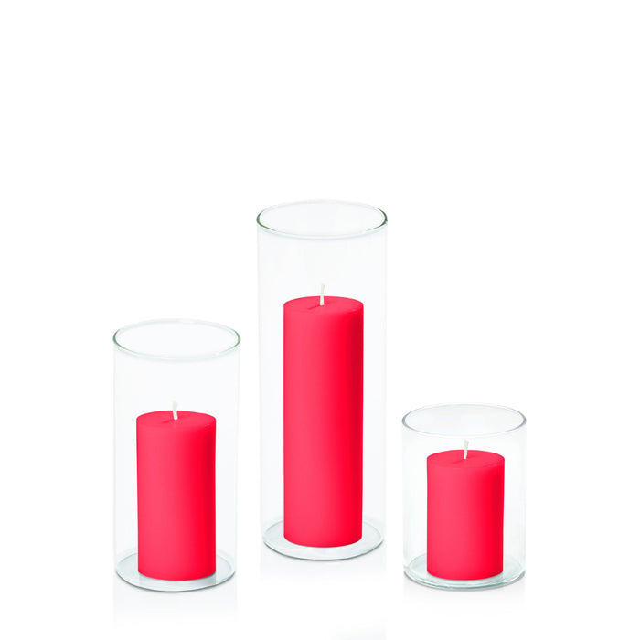 Watermelon 5cm Pillar in 8cm Glass, Sm - Set of 6