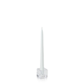 White 25cm Taper Candles with Small Glass Holders - Set of 12 Pack of 12