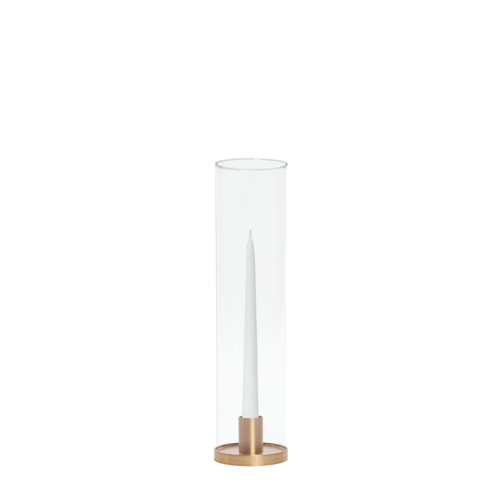 White 25cm Taper Candles with Small Gold Maya Metal Holders and Sleeves - Set of 12 Pack of 12