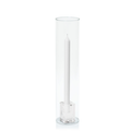 White 30cm Dinner Candles with Medium Glass Holders and Sleeves - Set of 12
