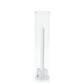 White 30cm Dinner Candles with Small Glass Holders and Sleeves - Set of 12 Pack of 12