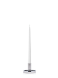 White 35cm Taper Candles with Medium Silver Maya Metal Holders - Set of 12 Pack of 12