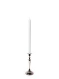 White 40cm Dinner Candles with Medium Antique Silver Juliette Candle Holders - Set of 12 Pack of 12
